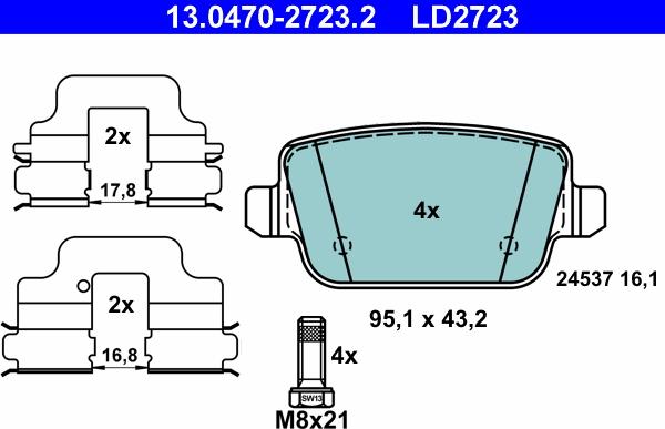 ATE 13.0470-2723.2 - Kit de plaquettes de frein, frein à disque cwaw.fr