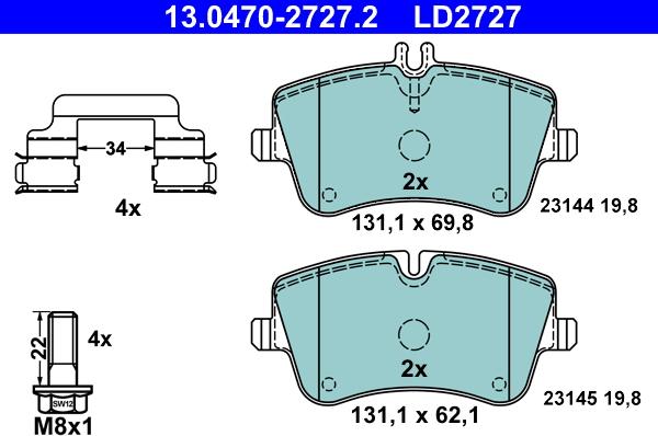 ATE 13.0470-2727.2 - Kit de plaquettes de frein, frein à disque cwaw.fr