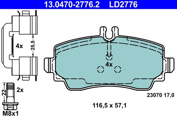 ATE 13.0470-2776.2 - Kit de plaquettes de frein, frein à disque cwaw.fr