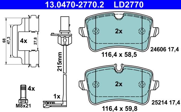 ATE 13.0470-2770.2 - Kit de plaquettes de frein, frein à disque cwaw.fr