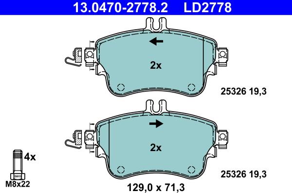 ATE 13.0470-2778.2 - Kit de plaquettes de frein, frein à disque cwaw.fr