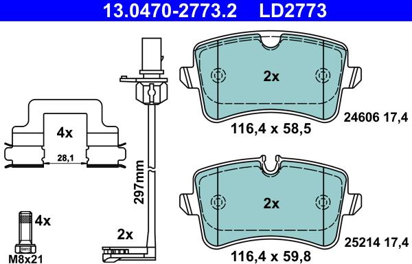 ATE 13.0470-2773.2 - Kit de plaquettes de frein, frein à disque cwaw.fr