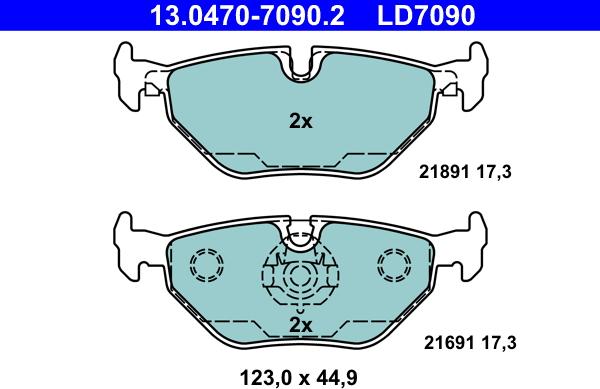 ATE 13.0470-7090.2 - Kit de plaquettes de frein, frein à disque cwaw.fr