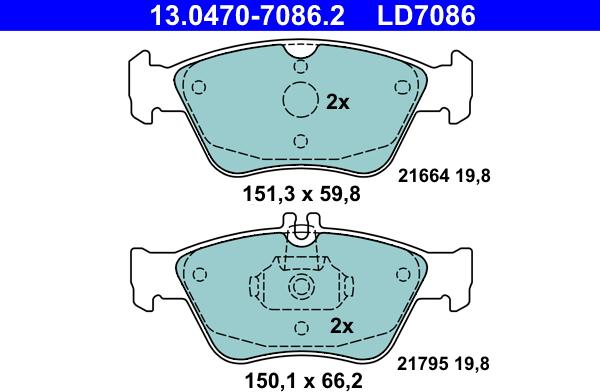 ATE 13.0470-7086.2 - Kit de plaquettes de frein, frein à disque cwaw.fr