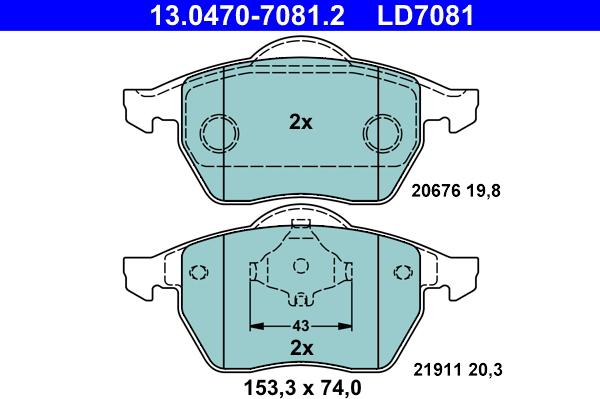 ATE 13.0470-7081.2 - Kit de plaquettes de frein, frein à disque cwaw.fr