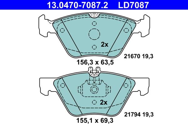 ATE 13.0470-7087.2 - Kit de plaquettes de frein, frein à disque cwaw.fr