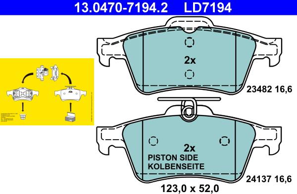 ATE 13.0470-7194.2 - Kit de plaquettes de frein, frein à disque cwaw.fr