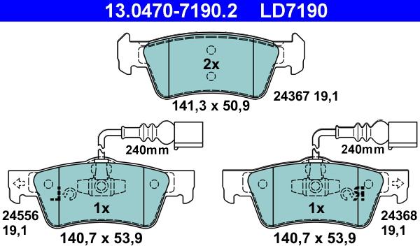 ATE 13.0470-7190.2 - Kit de plaquettes de frein, frein à disque cwaw.fr