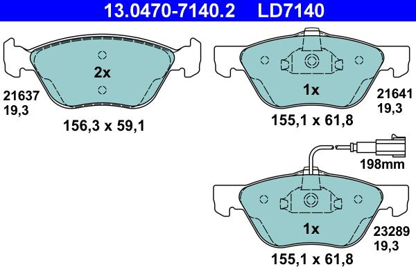 ATE 13.0470-7140.2 - Kit de plaquettes de frein, frein à disque cwaw.fr