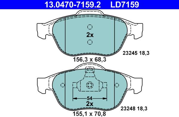 ATE 13.0470-7159.2 - Kit de plaquettes de frein, frein à disque cwaw.fr