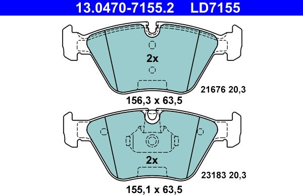 ATE 13.0470-7155.2 - Kit de plaquettes de frein, frein à disque cwaw.fr