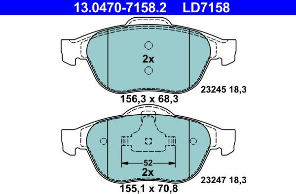 ATE 13.0470-7158.2 - Kit de plaquettes de frein, frein à disque cwaw.fr