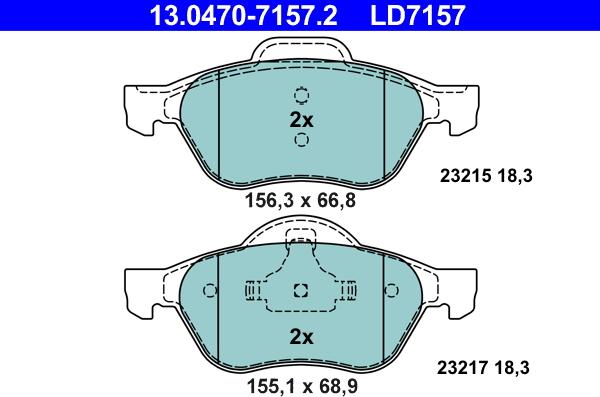 ATE 13.0470-7157.2 - Kit de plaquettes de frein, frein à disque cwaw.fr