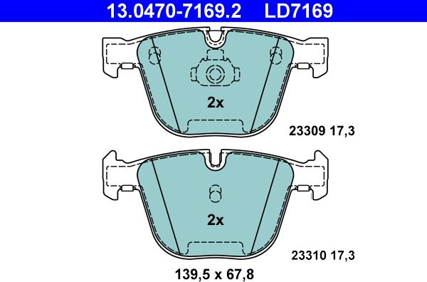 ATE 13.0470-7169.2 - Kit de plaquettes de frein, frein à disque cwaw.fr