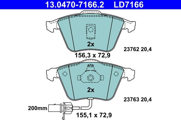 ATE 13.0470-7166.2 - Kit de plaquettes de frein, frein à disque cwaw.fr