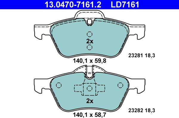 ATE 13.0470-7161.2 - Kit de plaquettes de frein, frein à disque cwaw.fr