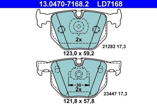 ATE 13.0470-7168.2 - Kit de plaquettes de frein, frein à disque cwaw.fr