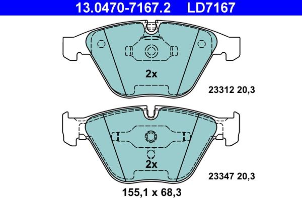 ATE 13.0470-7167.2 - Kit de plaquettes de frein, frein à disque cwaw.fr