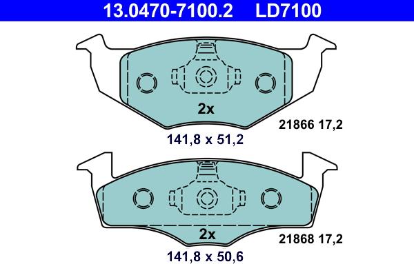 ATE 13.0470-7100.2 - Kit de plaquettes de frein, frein à disque cwaw.fr