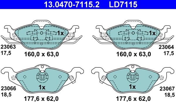 ATE 13.0470-7115.2 - Kit de plaquettes de frein, frein à disque cwaw.fr