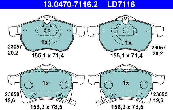 ATE 13.0470-7116.2 - Kit de plaquettes de frein, frein à disque cwaw.fr