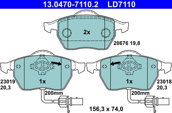 ATE 13.0470-7110.2 - Kit de plaquettes de frein, frein à disque cwaw.fr