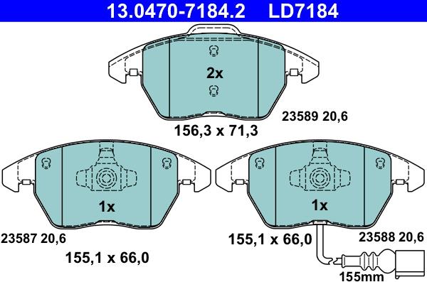 ATE 13.0470-7184.2 - Kit de plaquettes de frein, frein à disque cwaw.fr