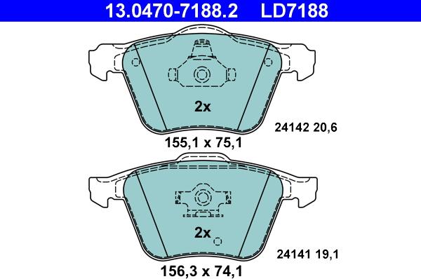 ATE 13.0470-7188.2 - Kit de plaquettes de frein, frein à disque cwaw.fr