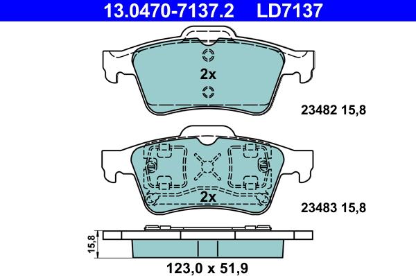 ATE 13.0470-7137.2 - Kit de plaquettes de frein, frein à disque cwaw.fr