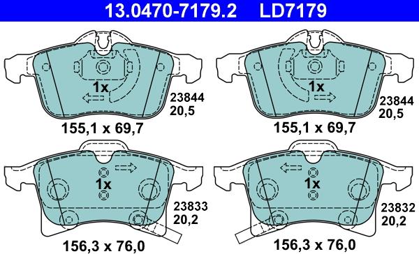 ATE 13.0470-7179.2 - Kit de plaquettes de frein, frein à disque cwaw.fr