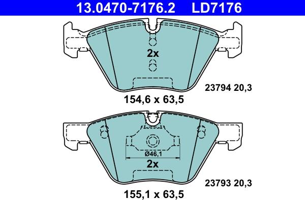 ATE 13.0470-7176.2 - Kit de plaquettes de frein, frein à disque cwaw.fr