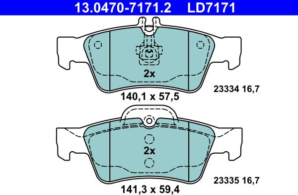 ATE 13.0470-7171.2 - Kit de plaquettes de frein, frein à disque cwaw.fr