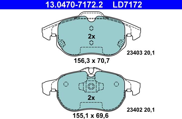 ATE 13.0470-7172.2 - Kit de plaquettes de frein, frein à disque cwaw.fr