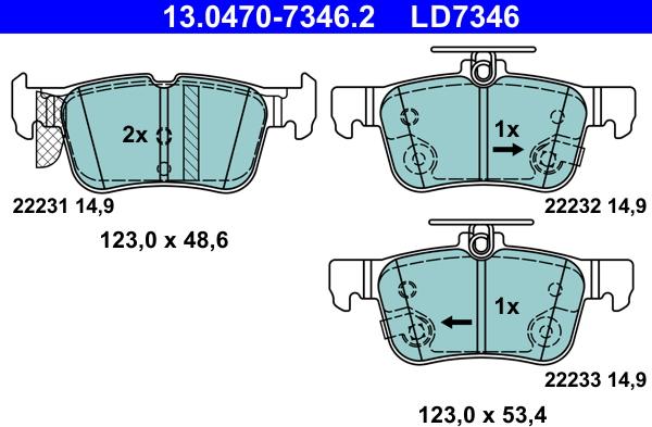 ATE 13.0470-7346.2 - Kit de plaquettes de frein, frein à disque cwaw.fr