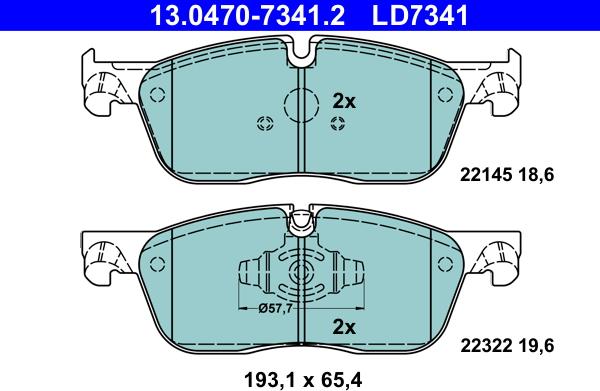 ATE 13.0470-7341.2 - Kit de plaquettes de frein, frein à disque cwaw.fr