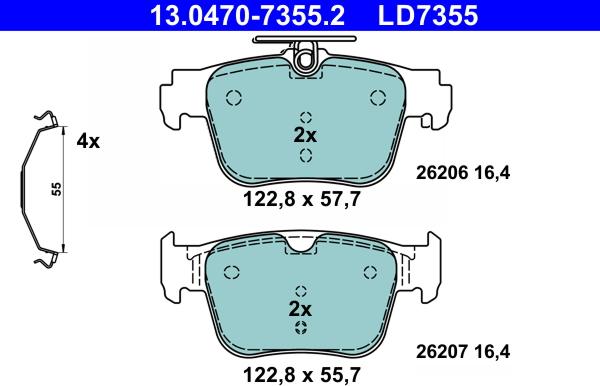 ATE 13.0470-7355.2 - Kit de plaquettes de frein, frein à disque cwaw.fr