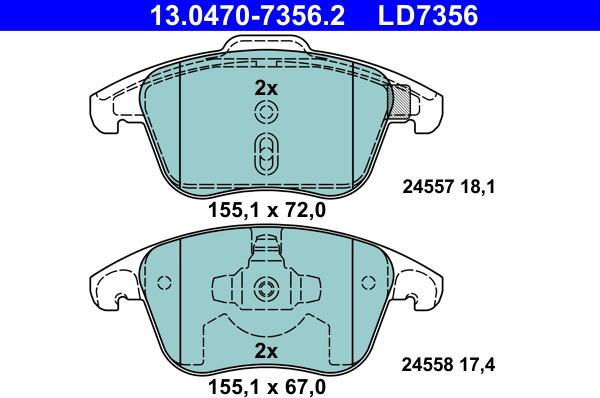 ATE 13.0470-7356.2 - Kit de plaquettes de frein, frein à disque cwaw.fr