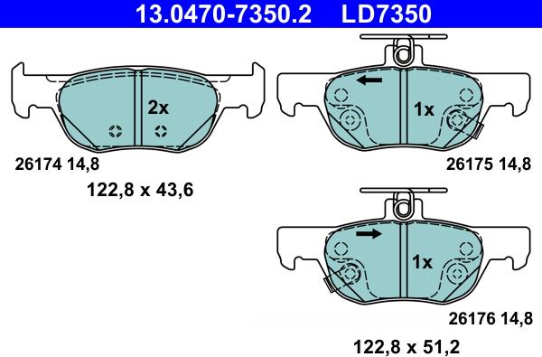 ATE 13.0470-7350.2 - Kit de plaquettes de frein, frein à disque cwaw.fr