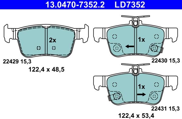 ATE 13.0470-7352.2 - Kit de plaquettes de frein, frein à disque cwaw.fr