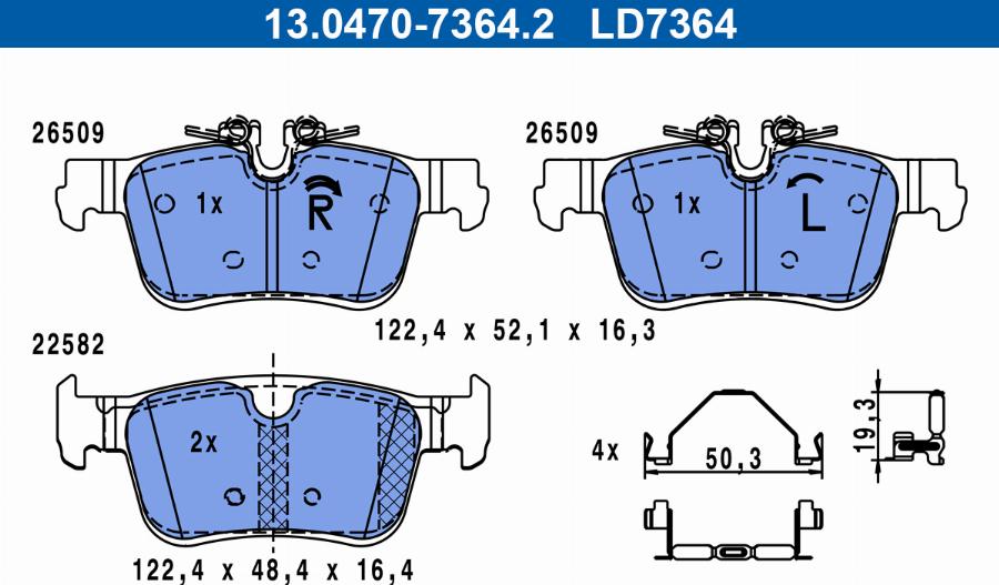 ATE 13.0470-7364.2 - Kit de plaquettes de frein, frein à disque cwaw.fr