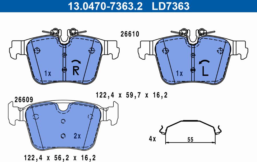 ATE 13.0470-7363.2 - Kit de plaquettes de frein, frein à disque cwaw.fr