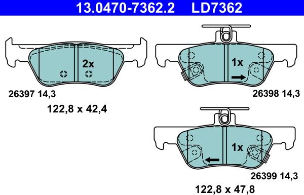 ATE 13.0470-7362.2 - Kit de plaquettes de frein, frein à disque cwaw.fr