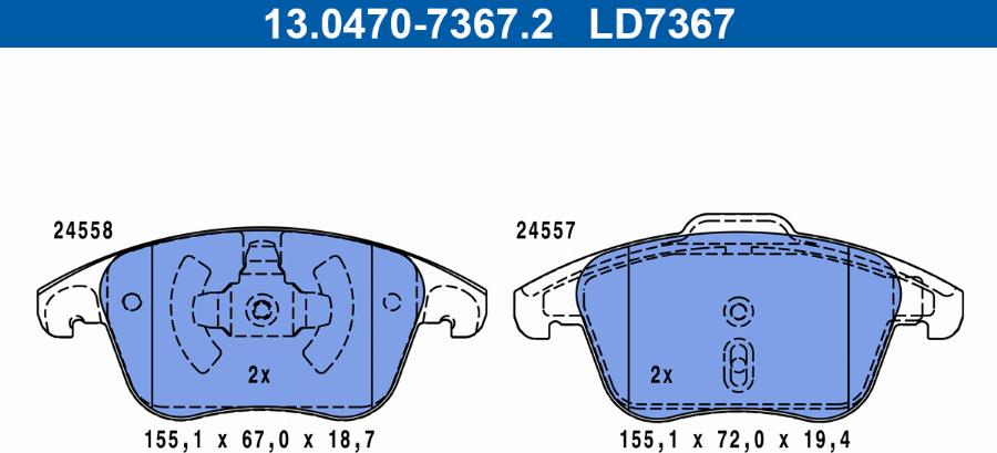 ATE 13.0470-7367.2 - Kit de plaquettes de frein, frein à disque cwaw.fr