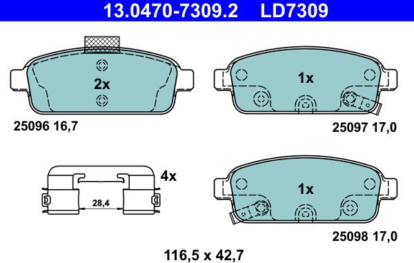 ATE 13.0470-7309.2 - Kit de plaquettes de frein, frein à disque cwaw.fr