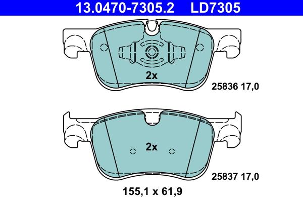 ATE 13.0470-7305.2 - Kit de plaquettes de frein, frein à disque cwaw.fr