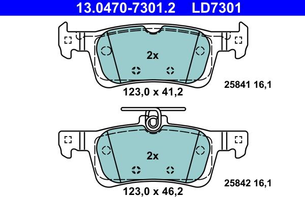 ATE 13.0470-7301.2 - Kit de plaquettes de frein, frein à disque cwaw.fr