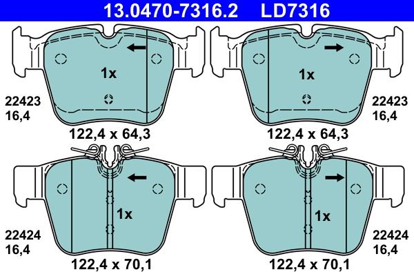 ATE 13.0470-7316.2 - Kit de plaquettes de frein, frein à disque cwaw.fr