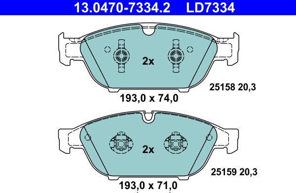 ATE 13.0470-7334.2 - Kit de plaquettes de frein, frein à disque cwaw.fr