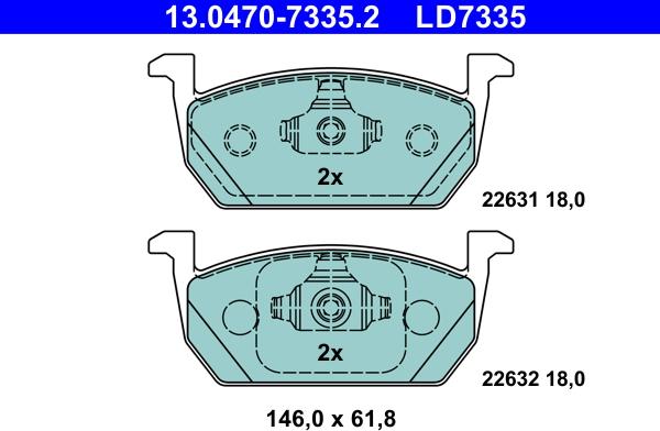 ATE 13.0470-7335.2 - Kit de plaquettes de frein, frein à disque cwaw.fr