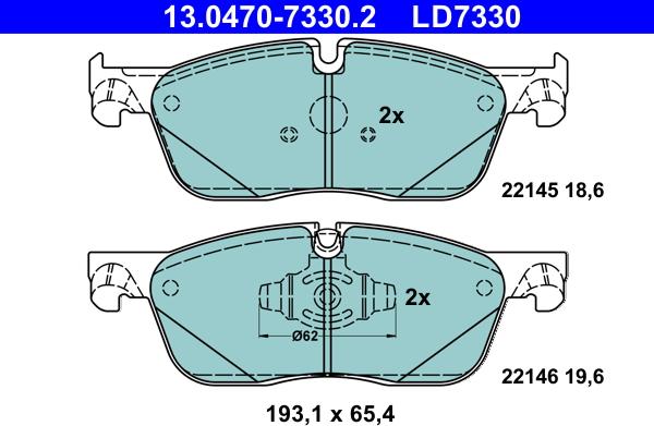 ATE 13.0470-7330.2 - Kit de plaquettes de frein, frein à disque cwaw.fr